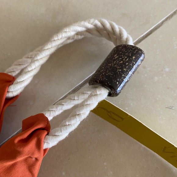 NWT De Chelles Aqua Orange Macrame Triangle Bikini Set Made in Brazil Size M - Picture 9 of 10